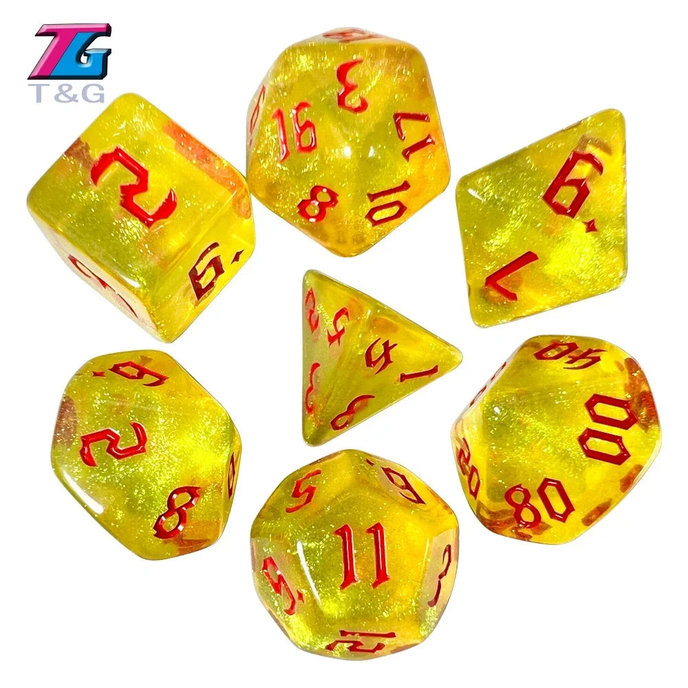 DND  Dice RPG Dice Amazing Colours Mixing Fantasy Starlight Effect Unique Retro Font Styles For Roll Playing Card Games