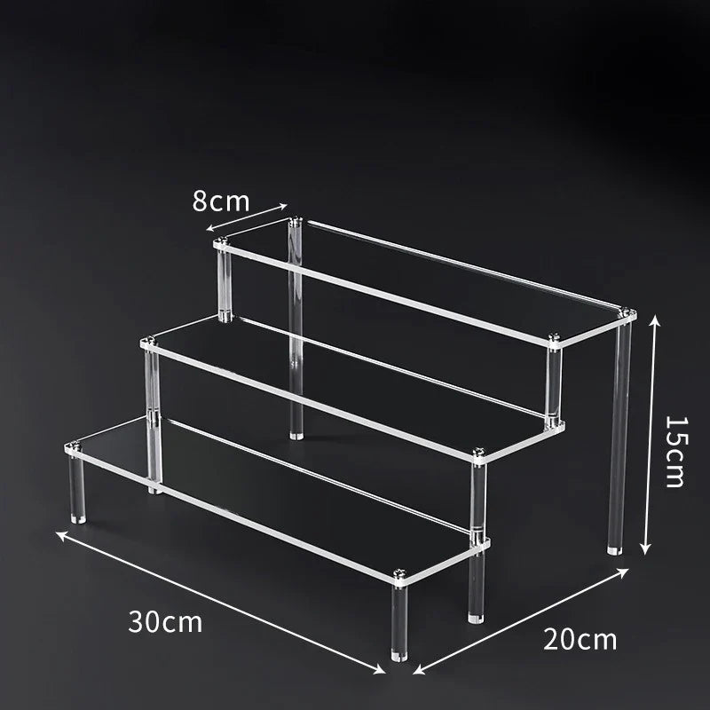 1-5 Tier Acrylic Display Risers Clear Shelf Doll Clay Figurine Display Stand for Desserts Perfume Organizer Showcase W-10