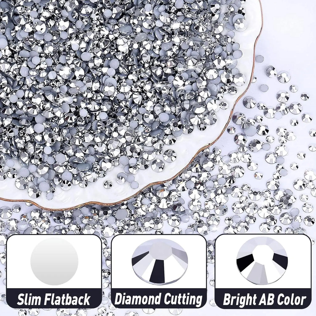 Silvery Flatback Resin Jelly Rhinestones 2mm 3mm 4mm 5mm 6mm Drill Faux Gems Bead for Crafts DIY Nail Art Charms Supplies