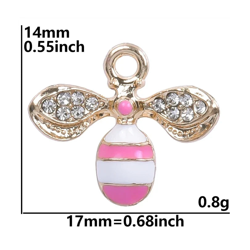 20pcs Cute Animal Bee Pendants For Jewelry Making Supplies Enamel Materials To Make Bracelets Earrings Rhinestone Animal Charms