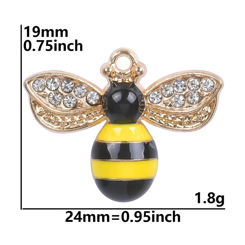 20pcs Cute Animal Bee Pendants For Jewelry Making Supplies Enamel Materials To Make Bracelets Earrings Rhinestone Animal Charms