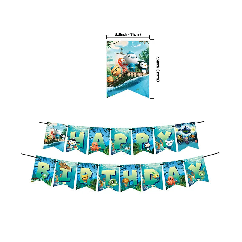 Octonauts Kids Birthday Party Decoration Aluminum Foil Balloon Paper Plate Ocean Captain Pirate Penguin Barnacles Peso Backdrop