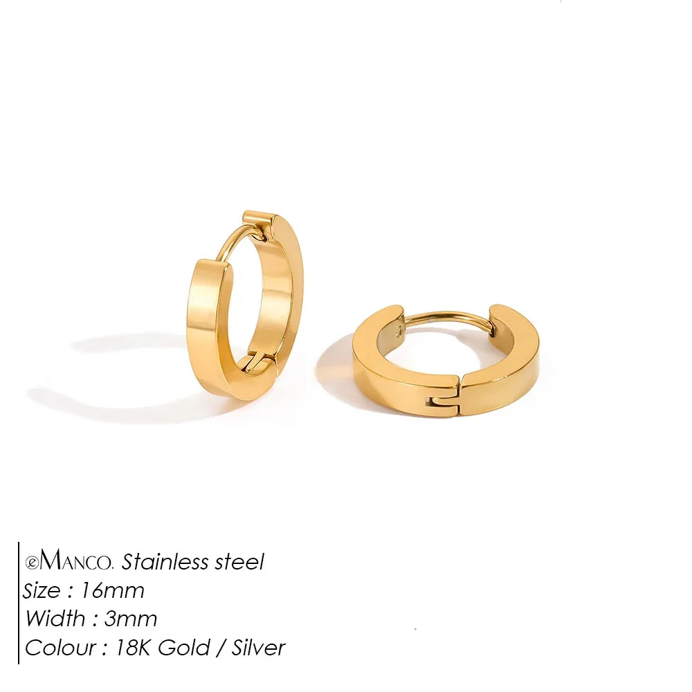 EMANCO Fashion Gold Size Circle Earrings Women's Jewelry Accessories Classic Stainless Steel Earrings Wholesale