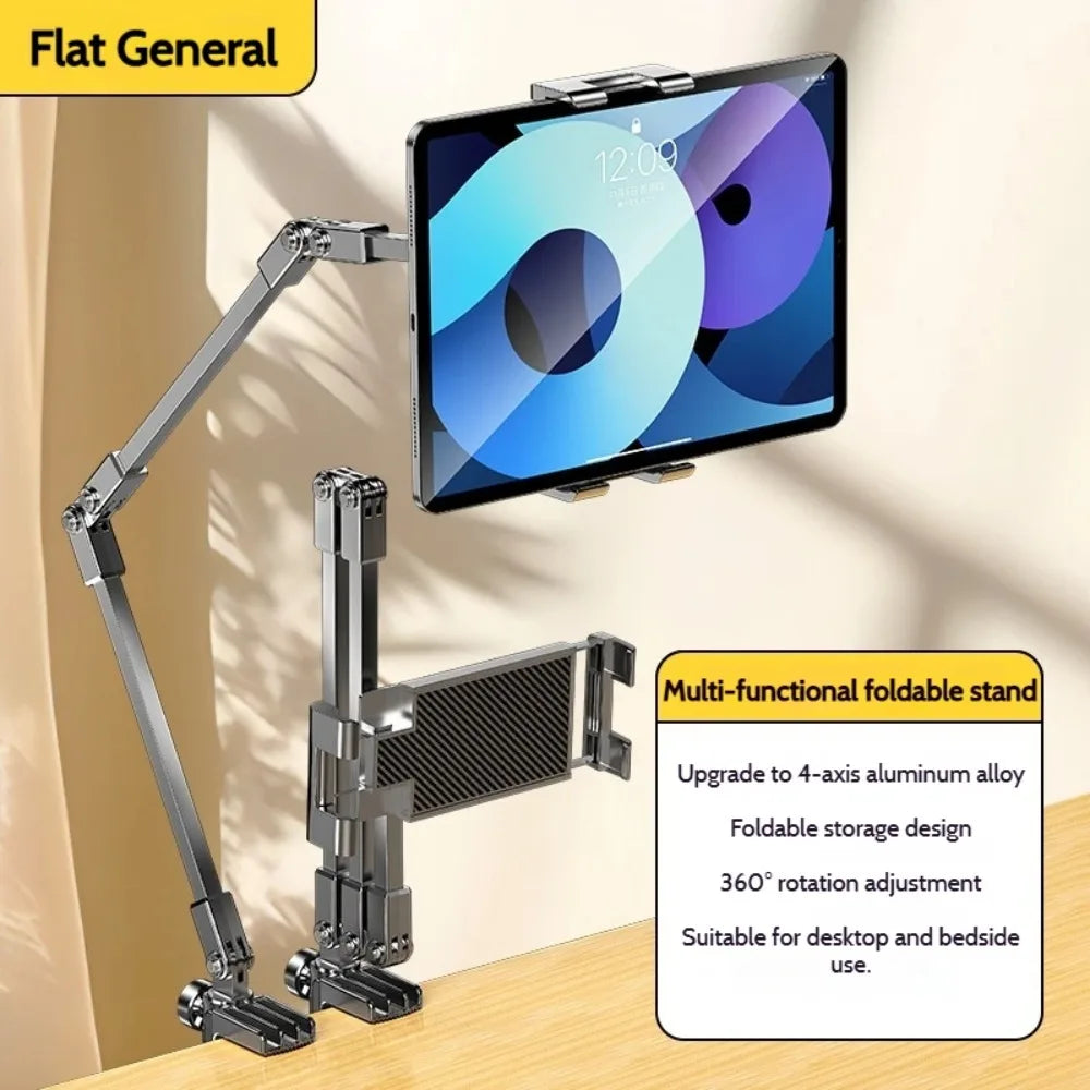 Adjustable Tablet Stand Foldable 3 Sections Arms Bedside Phone Holder for 5-12Inch Phone Ipad Pro Mini for Xiaomi