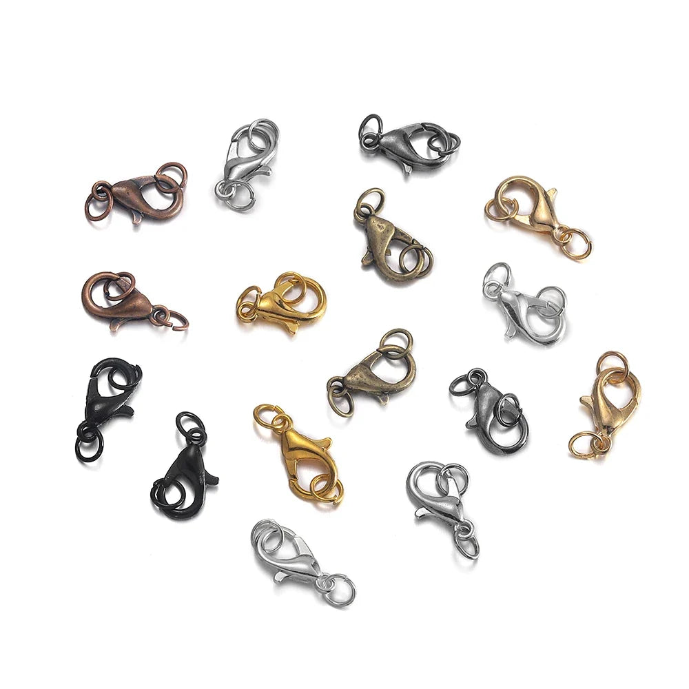 50Pcs Lobster Clasps Hooks with 100Pcs Jump Rings End Clasps Bracelet Necklace Connectors for DIY Jewelry Making Supplies