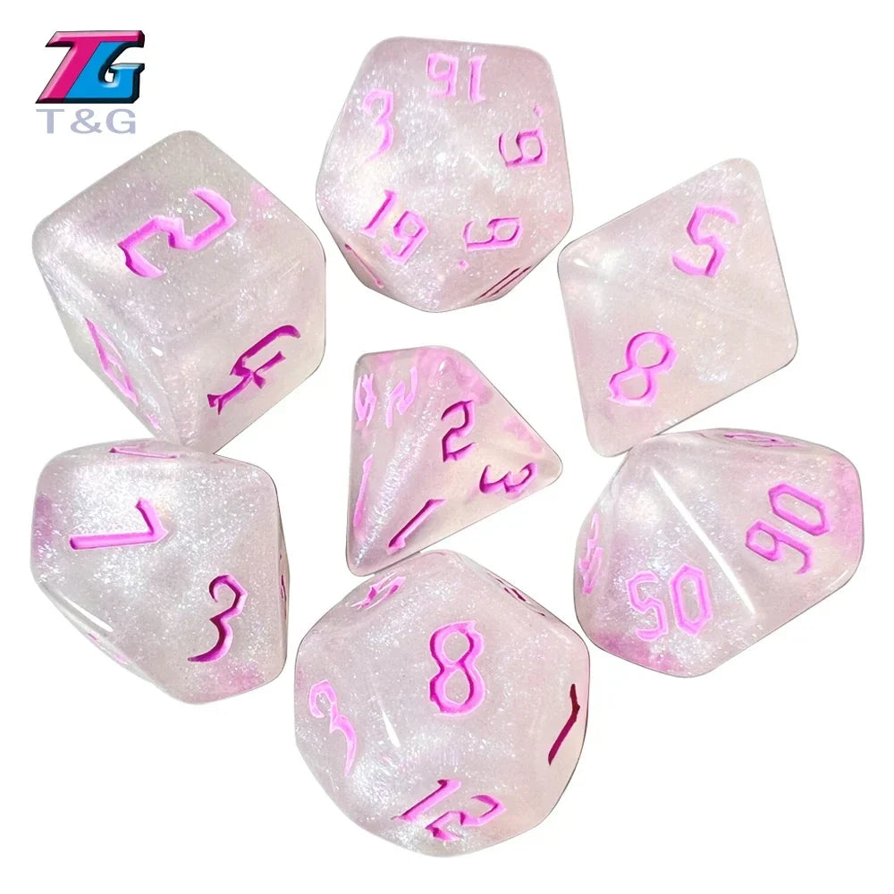 DND  Dice RPG Dice Amazing Colours Mixing Fantasy Starlight Effect Unique Retro Font Styles For Roll Playing Card Games