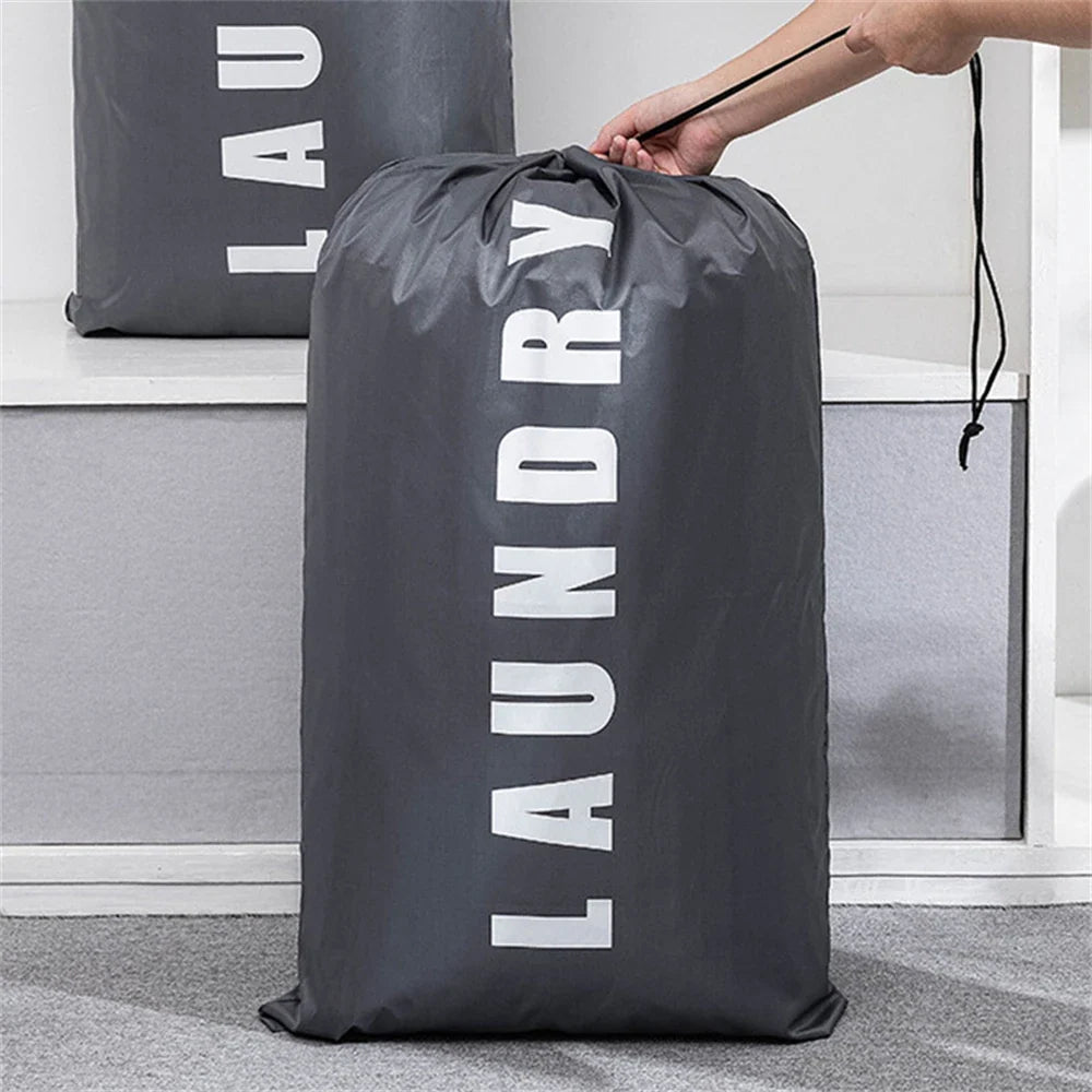 Grey High-capacity Laundry Bag Travel Storage Pouch Machine Washable Dirty Clothes Organizer Drawstring Bag Bathroom Accessories