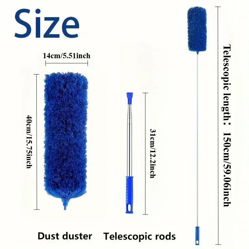 Duster with Extension Rod, Retractable Dust Brush, Microfiber Dust Brush, Reusable, Washable Ceiling Cleaning Tool