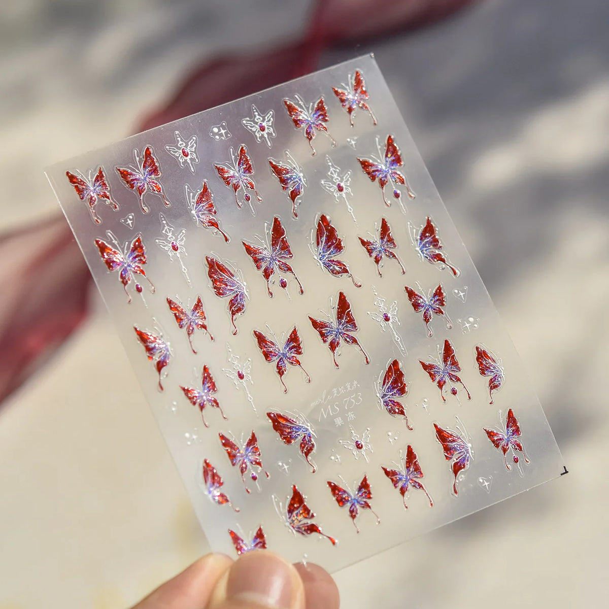 Jelly Nail Stickers Shiny Charming Butterfly Self Adhesive Nail Art Stickers Ribbon Butterfly Nails 3D Decorations Stickers DIY