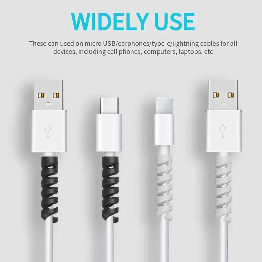 6/20pcs Cable Protector Silicone Charge Cable Spiral Winder Wire End Cord Savers Cover For Phone USB Charger Cable Accessories