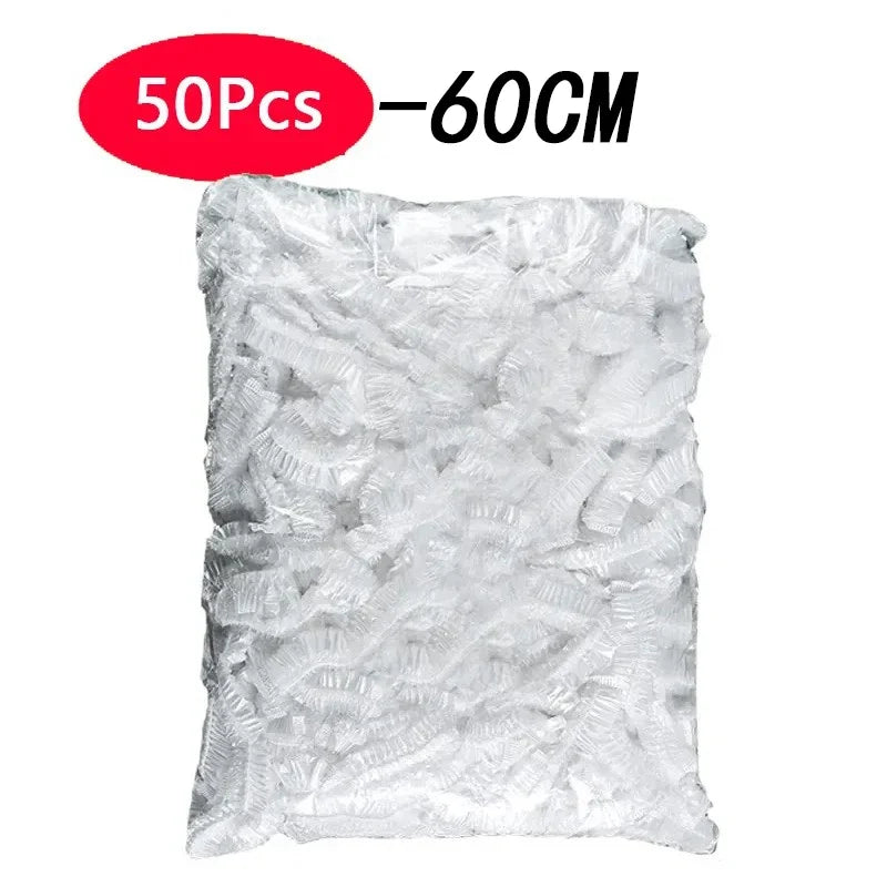 Disposable Food Cover Plastic Wrap Fruit Food Bowl Cover Bags Shower Cap Elastic Food Grade Storage Bag Kitchen Organizer ﻿