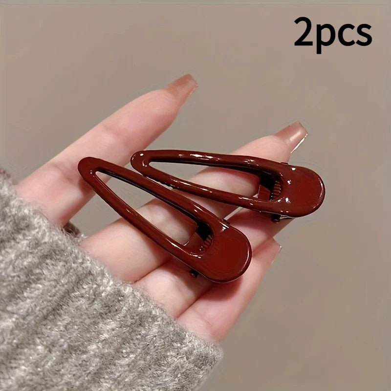 2pcs Set Burgundy Hair Clips - Non-Slip Durable Rectangular Hair Claw Clips, Elegant & Minimalist Hair Accessories for Braids