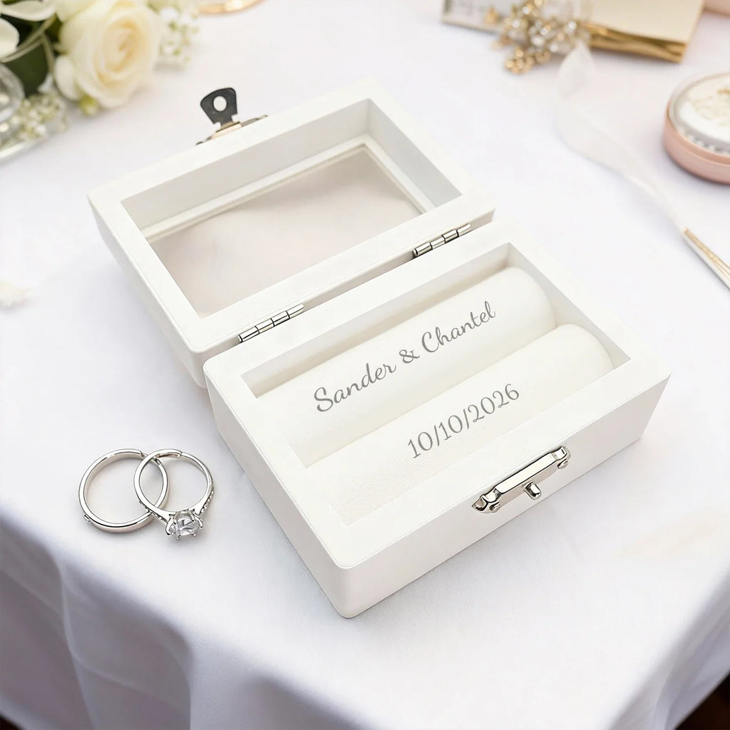Personalized Wedding Ring Box Custom Wedding Ring Box for Ceremony Engraved Wedding Ring Box with Names Wedding Ring Holder