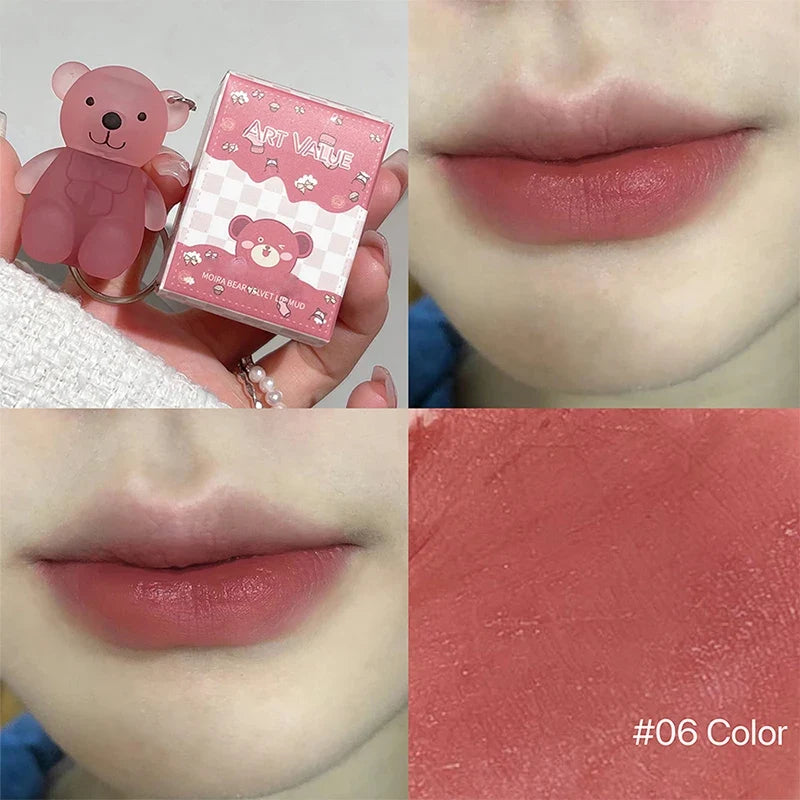 Art Value Bear Velvet Lip Clay with White Silky Lip Glaze Lipstick