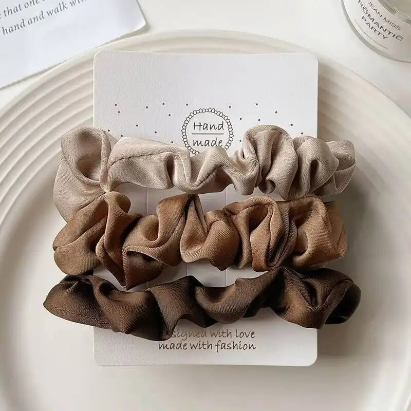 3/5Pcs Elegant Ponytail Holder Rubber Band Elastic Hairband Hair Accessories Silk Satin Scrunchies Women Solid Color Hair Rope