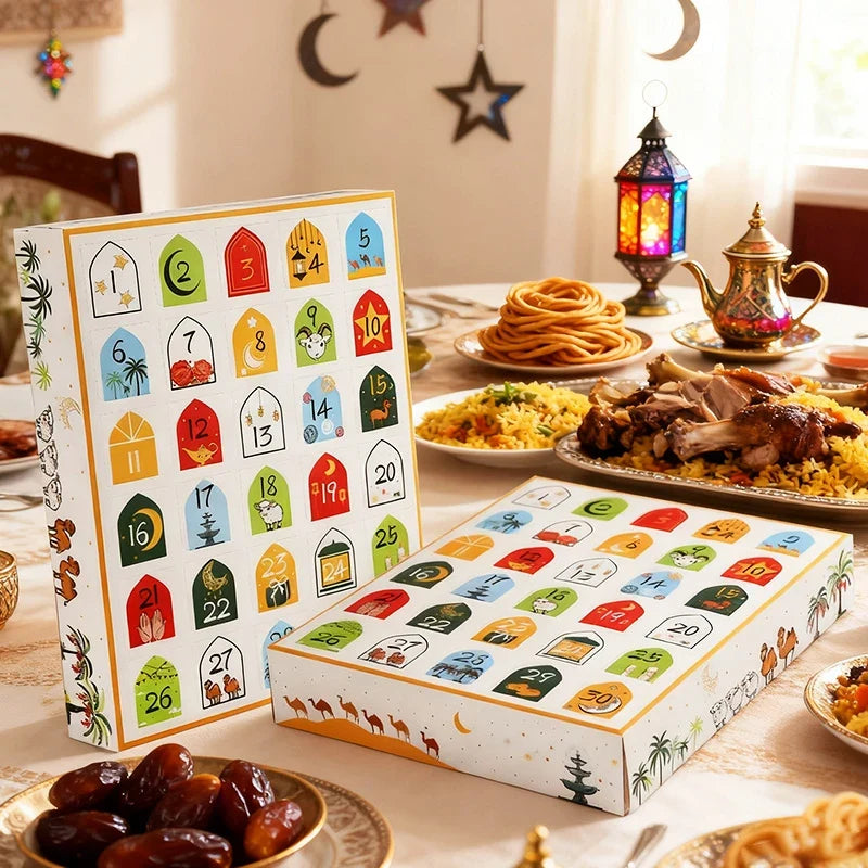 1-10Pcs Eid Countdown Advent Calendar Gift Box DIY Assembled Ramadan Mubarak 30Days Digital Storage Case Empty Surprise Gift Box