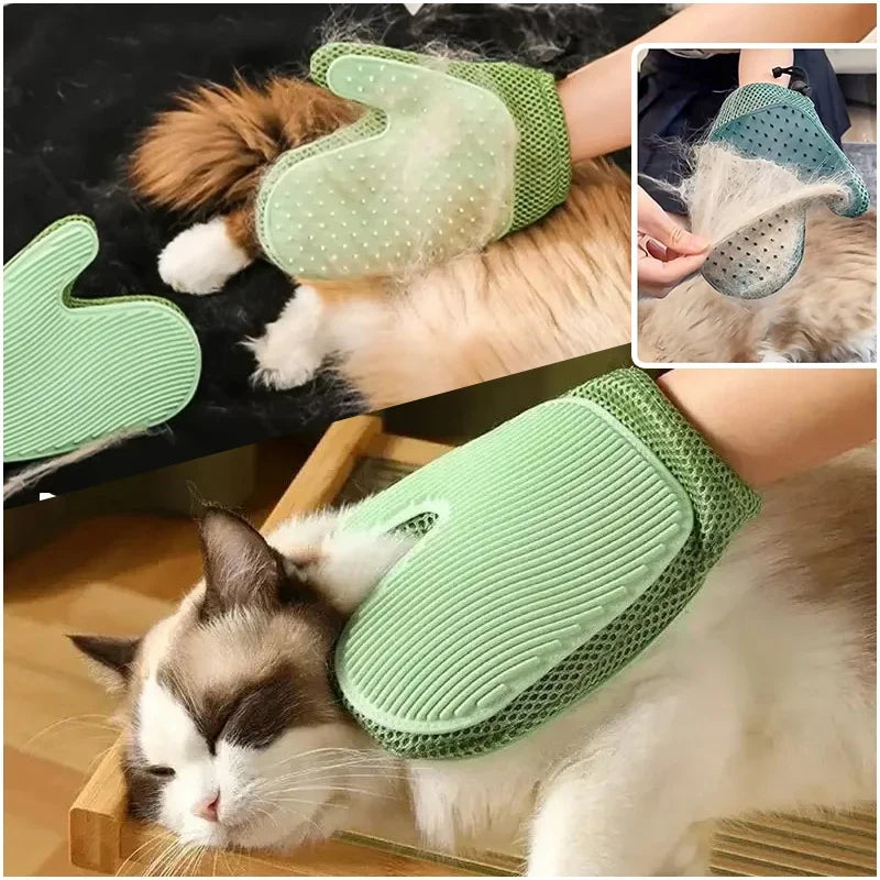 Pet Grooming Glove Efficient Cat Dog Hair Remover Gentle Massage Tool Double Sided Brush Stress Free Easy Hand Wash Remover Glov