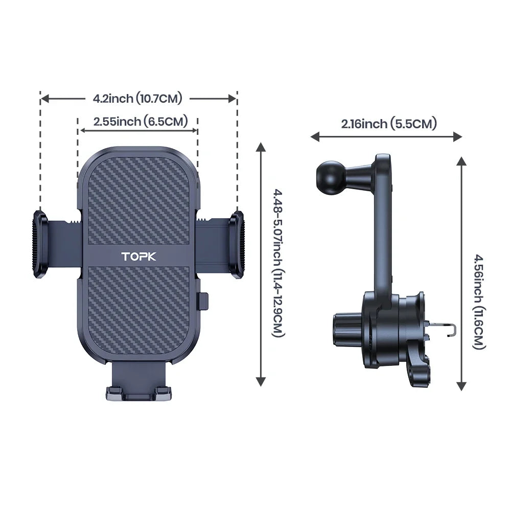 TOPK D46T Air Vent Car Phone Holder, 360° Rotatable Metal Hook Car Phone Mount with Easy Install for All Smartphones