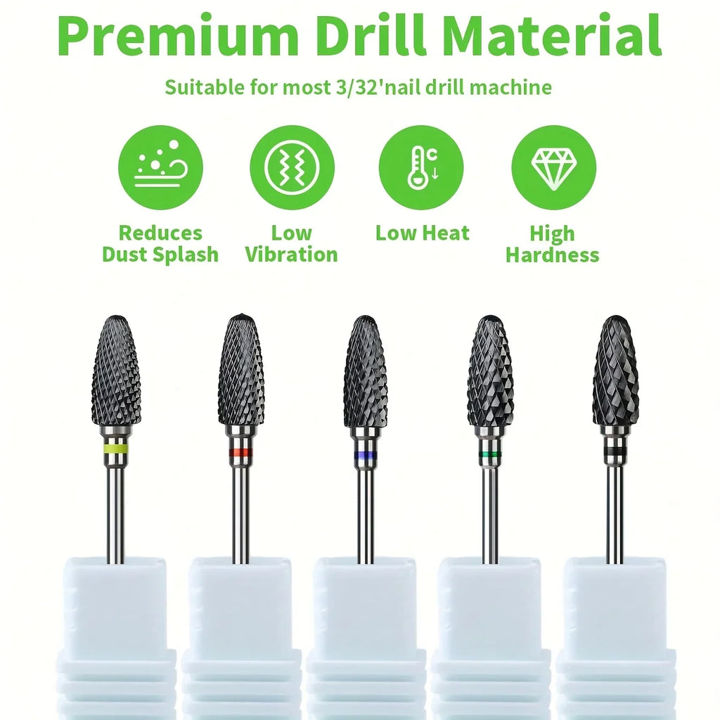 1or5pcs Black Ceramic Nail Drill Bits 3/32'' Safe & Professional Nail Cleaning Polishing Head For Callus & Dead Skin Removal