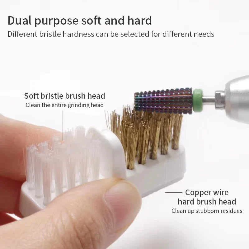 1pcs Electric Nail Grinding Head Cleaning Brush Portable Manicure Drills Bits Cleanser Dual Copper Wire Brush Clean Tools