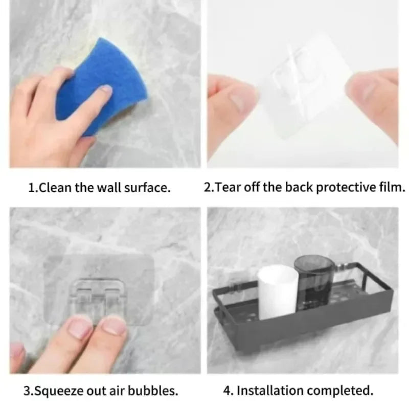 Single and Double Hook Self Adhesive Wall Hooks Transparent Traceless Waterproof Storage Hanging Hangers for Kitchen Bathroom