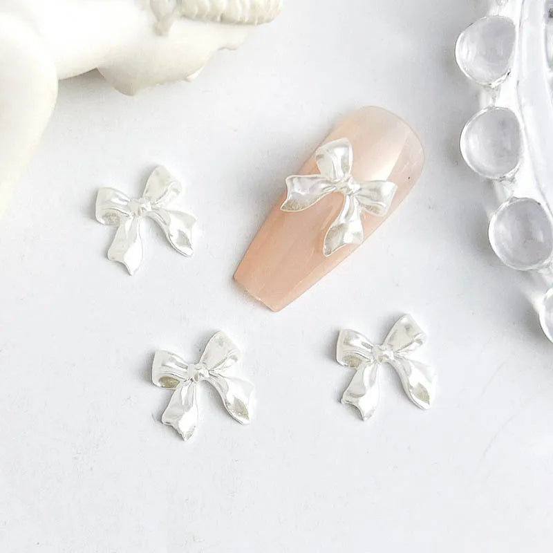 50pcs 3D Aurora Clear Resin Bow Nail Art Charms Cute Butterfly Glitter Nails Decoration Supplies Jewelry Accessories DIY