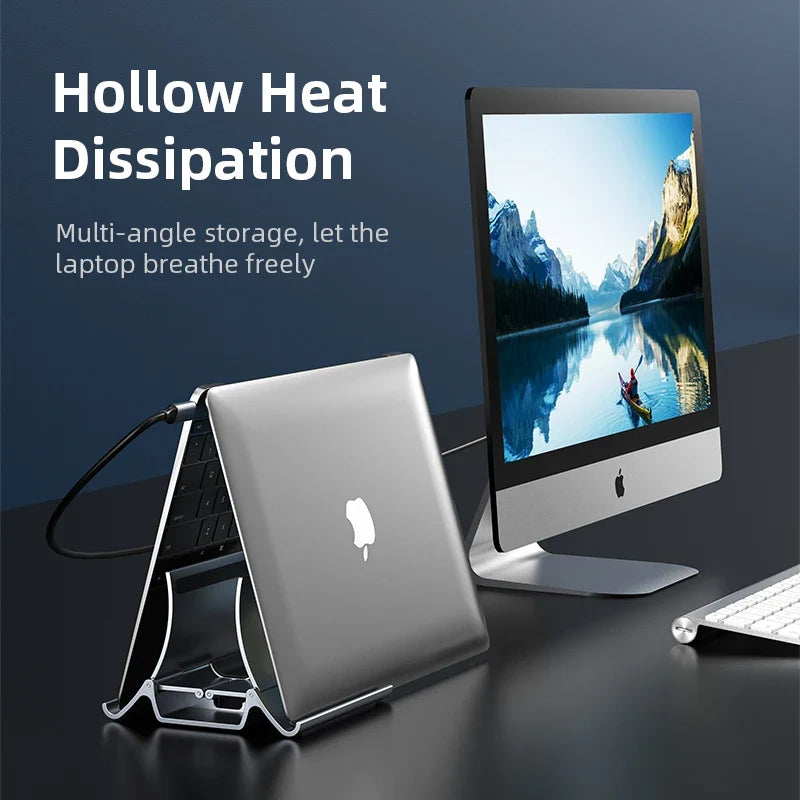 CABLETIME Vertical Laptop Stand Automatically Shrink Space-Saving Multifunctional Tablet Stand for MacBook Surface iPad Phone