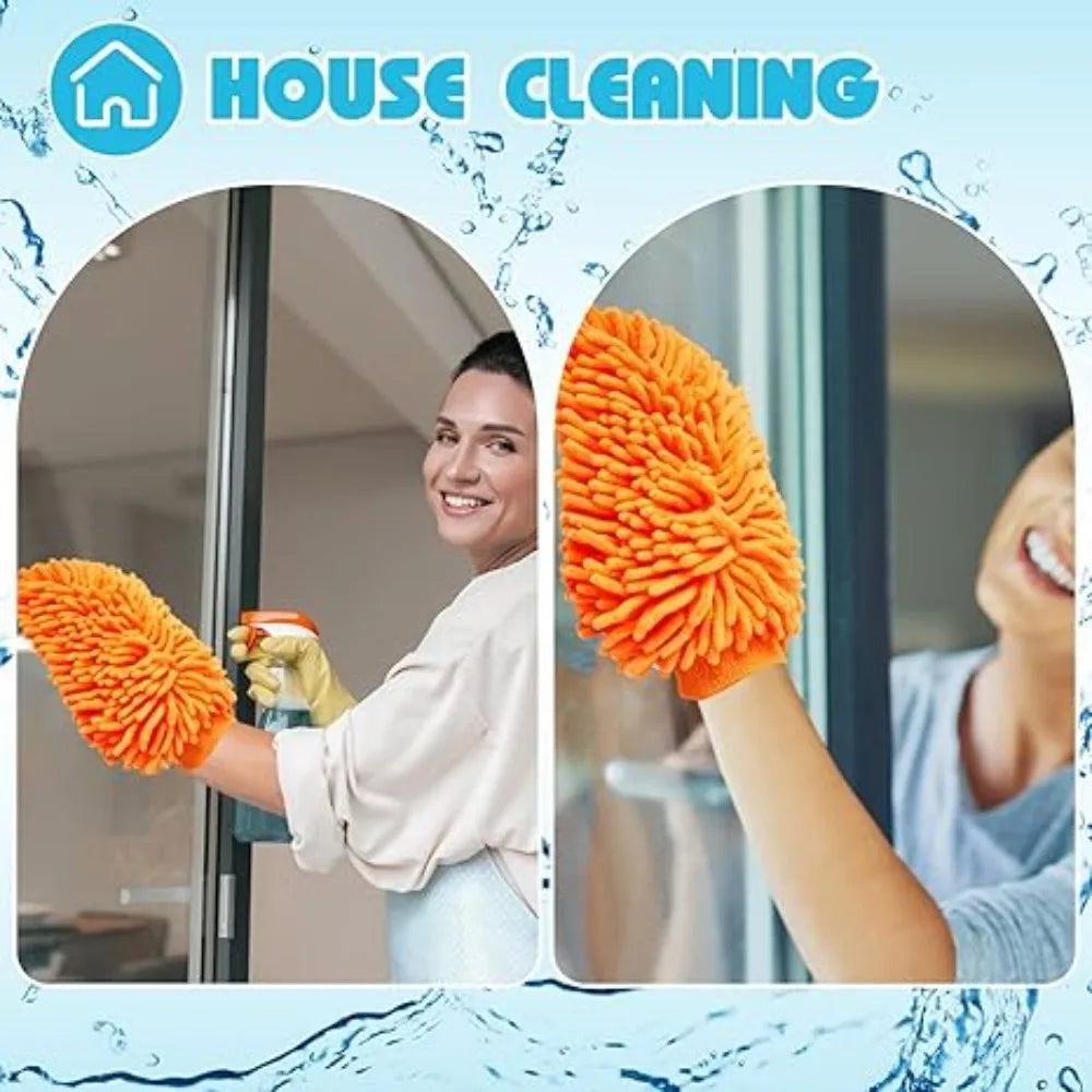 1-10Pcs Double Sided Chenille Auto Gloves Microfiber Cleaning Gloves Cleaning Windows Car Wash Kit for Cleaning Cars, Trucks
