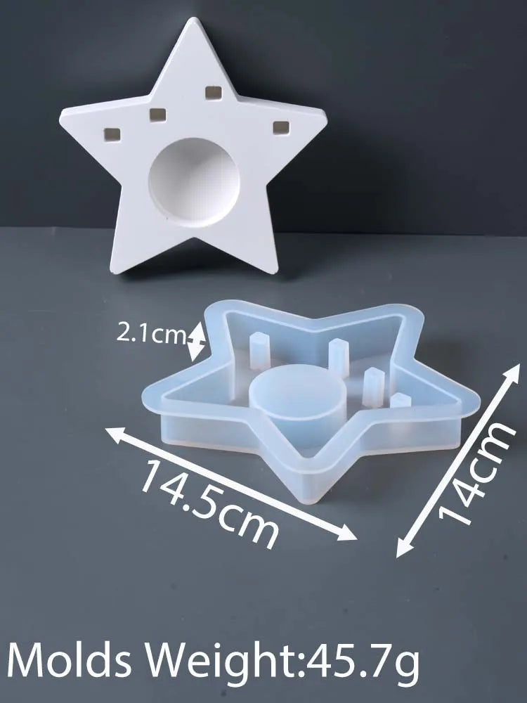 Christmas Decor Star Candle Holder Silicone Mold DIY Christmas Tree Angel Elk Santa Claus Candlestick Plaster Resin Craft Molds