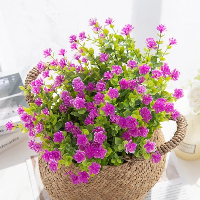 Artificial Plastic Flowers Fake Eucalyptus Plant Wedding Bridal Bouquet Christmas Decor Vase for Home Windowsill Bonsai Festival