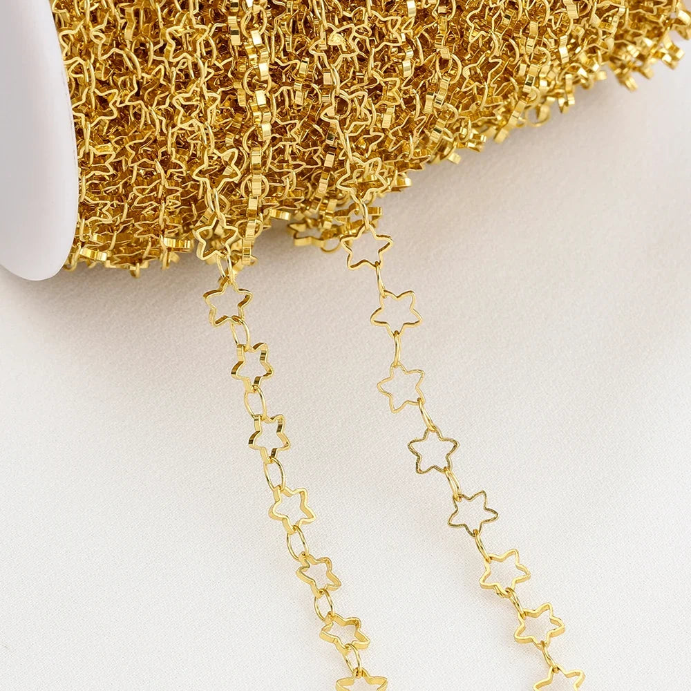 1Meter 5mm Hollow Star Copper Chains Link Handmade DIY Necklace Bracelet Anklets Jewelry Making Supplies