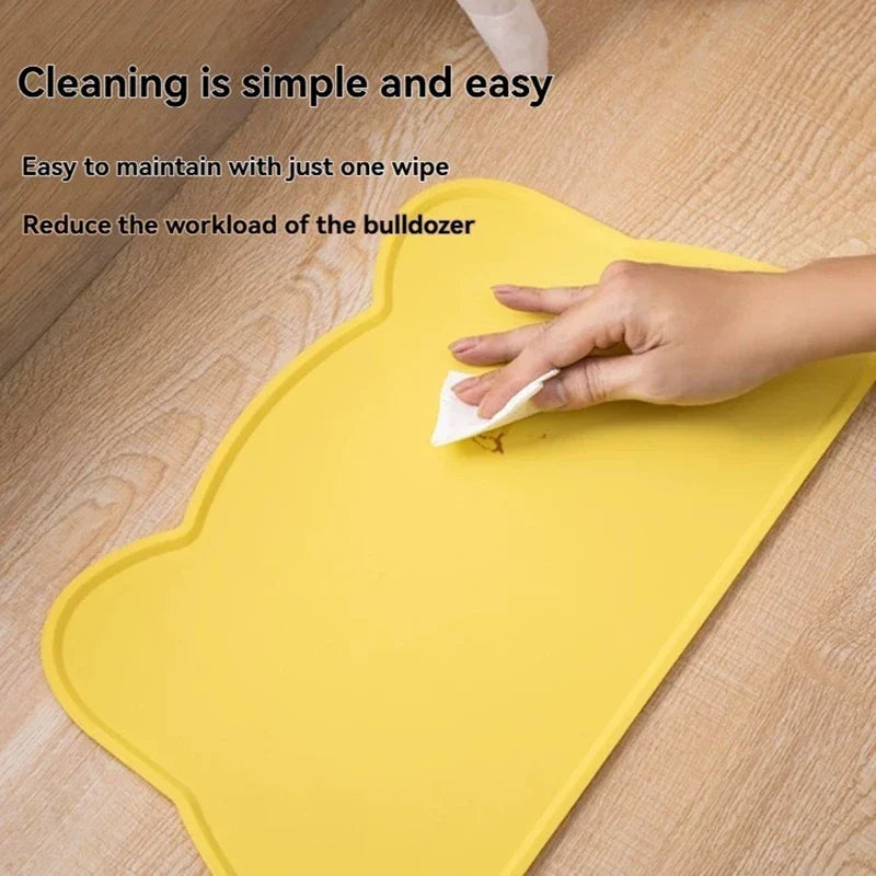 1pc Cat and Dog Meal Mat, Pet Silicone Mat, Cat Head Type, Easy to Clean, Anti Overflow, Waterproof and Anti Slip Mat