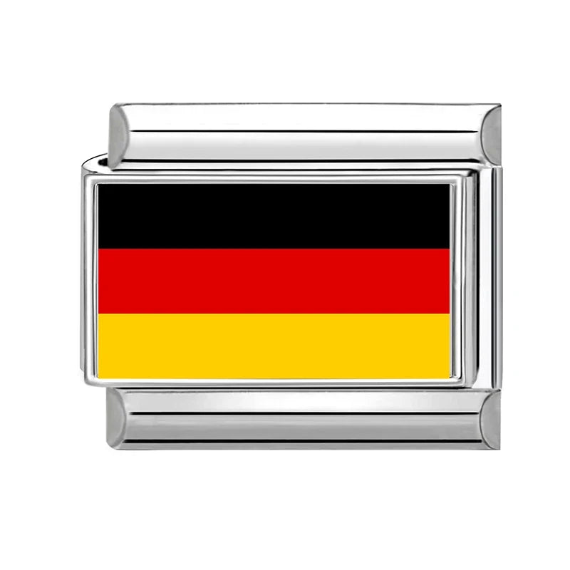 2025New Colorful World National Flag Photo Italian Charm Link Fit 9mm Women Men Bracelet Stainless Steel Jewelry Making Bead DIY