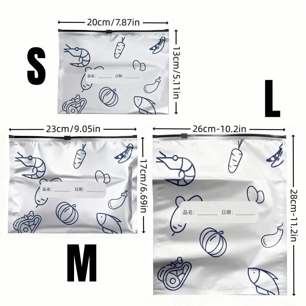 10/60pcs Aluminum Foil Storage Bags Freezer Sealed Organizers Food Packaging Reusable Pantry Odor-Proof Bag Kitchen Essential