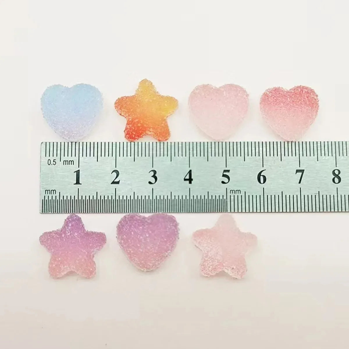 50pcs Slime Gradient Star Heart Nail Charms Mixed Candy Resin Charm Jelly Cabochon Mini Clay Polymer Slime Beads Nail Decoration