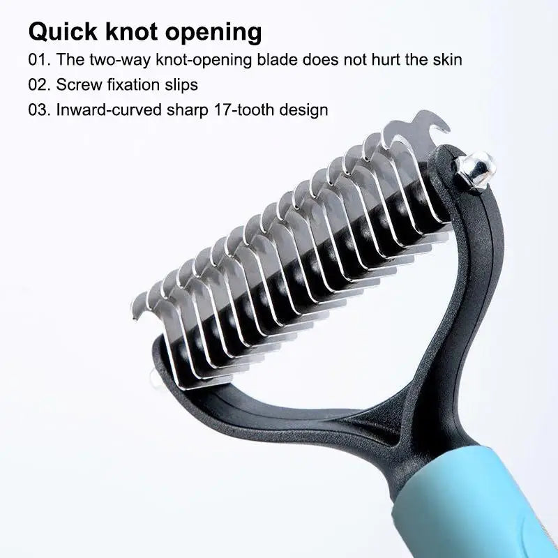 Professional 2 in 1 Pet Dematting Deshedding Brush Dog Cat Hair Remover for Small Medium Large Pet Grooming