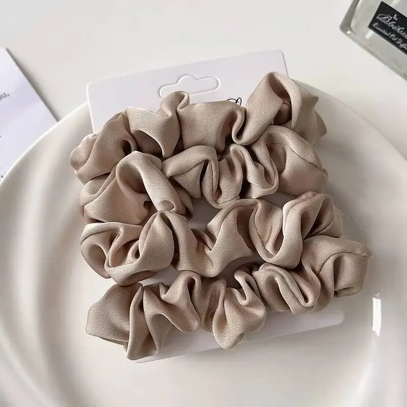 3/5Pcs Elegant Ponytail Holder Rubber Band Elastic Hairband Hair Accessories Silk Satin Scrunchies Women Solid Color Hair Rope