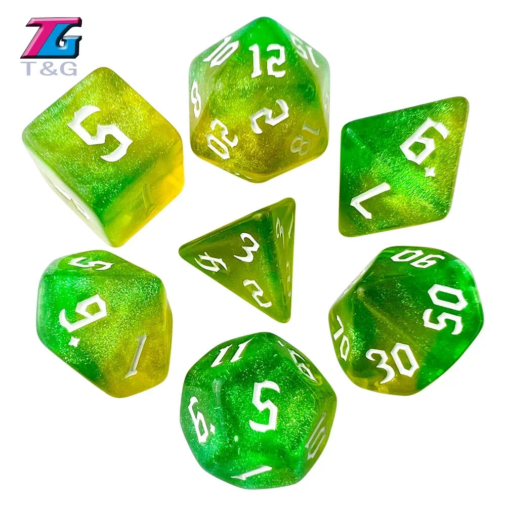 DND  Dice RPG Dice Amazing Colours Mixing Fantasy Starlight Effect Unique Retro Font Styles For Roll Playing Card Games