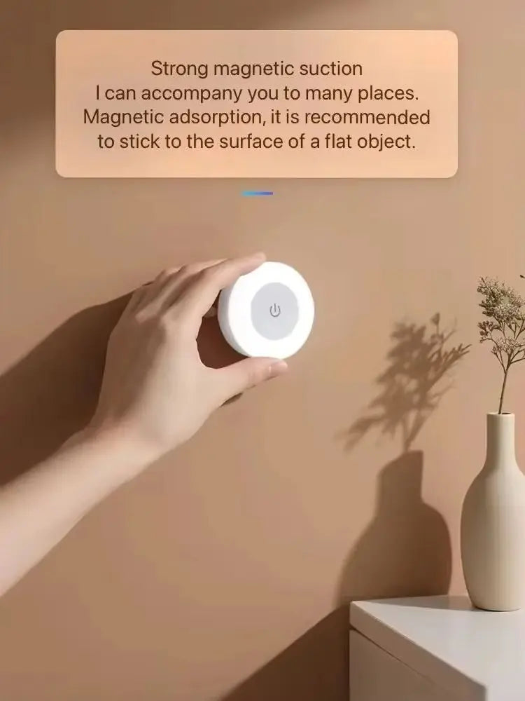HOMEFISH LED Touch Sensor Night Light USB Rechargeable Magnetic Round Wall Lamp Portable for Bedroom Aisle Lighting