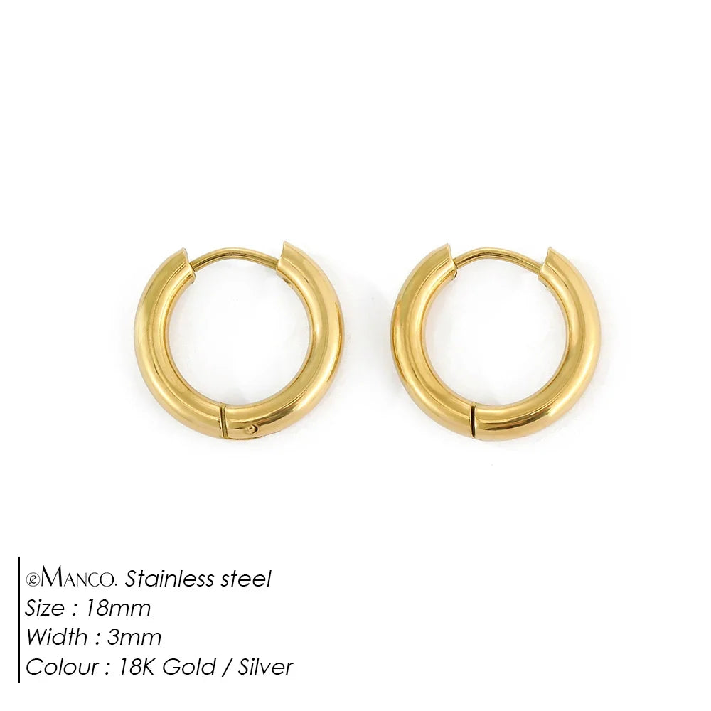 EMANCO Fashion Gold Size Circle Earrings Women's Jewelry Accessories Classic Stainless Steel Earrings Wholesale