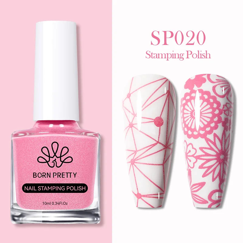 BORN PRETTY 10ml Nail Art Stamping Polish for Manicure Printing Design Black White Nail Art Varnish Need No Smudge Top Coat Oil