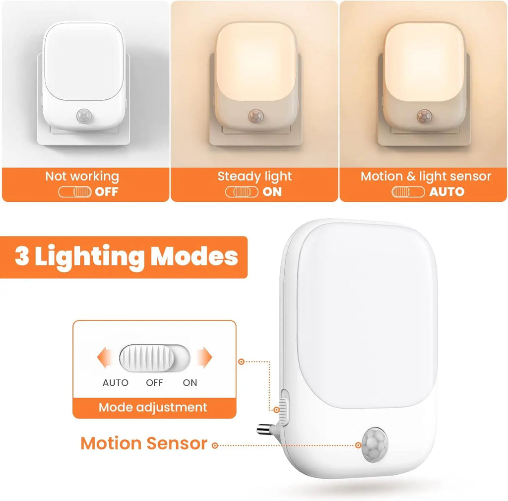 1pc/2pcs/4pcs/10pcs Smart LED Night Light with Sensor, Adjustable Brightness, Motion Sensor Night Light, Warm White