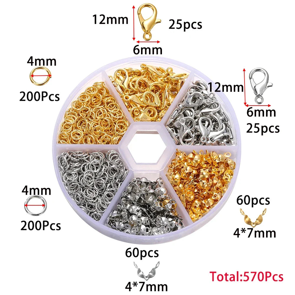 Alloy Accessories Jewelry Findings Set Repair Tools Lobster Clasp Open Jump Rings Earring Hooks for DIY Jewelry Making Supplies