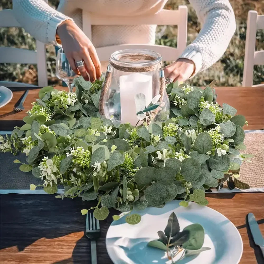 1/2/4PCS Artificial Eucalyptus Hanging Garland White Flowers Vines Fake Plants for Wedding Arch Wall Home Party Christmas Decor