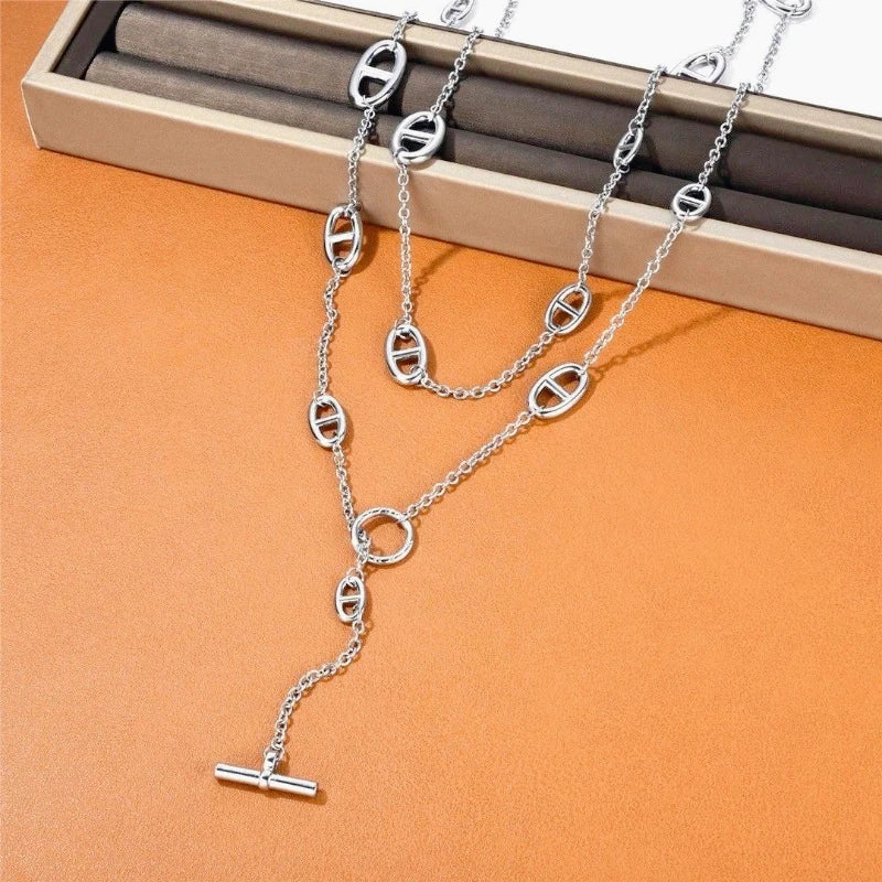 2026 Hot Sale Stainless Steel Couple Necklace Multi Function Fashionable Multi Layer Bracelet Same Style Gothic Jewelry Necklace For Women And Men Trendy Durable Ornament For Daily Wear And Special Occasions