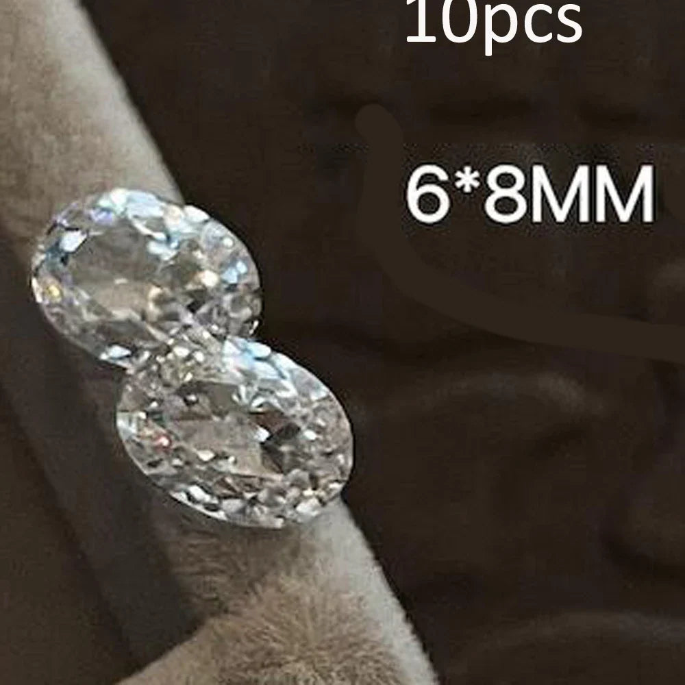 10pcs/bag Large Eggs Clear Zircon Nail Rhinestones Big/Small Square Oval Transparent Nail Art Charms Sparkle Manicure Decoration