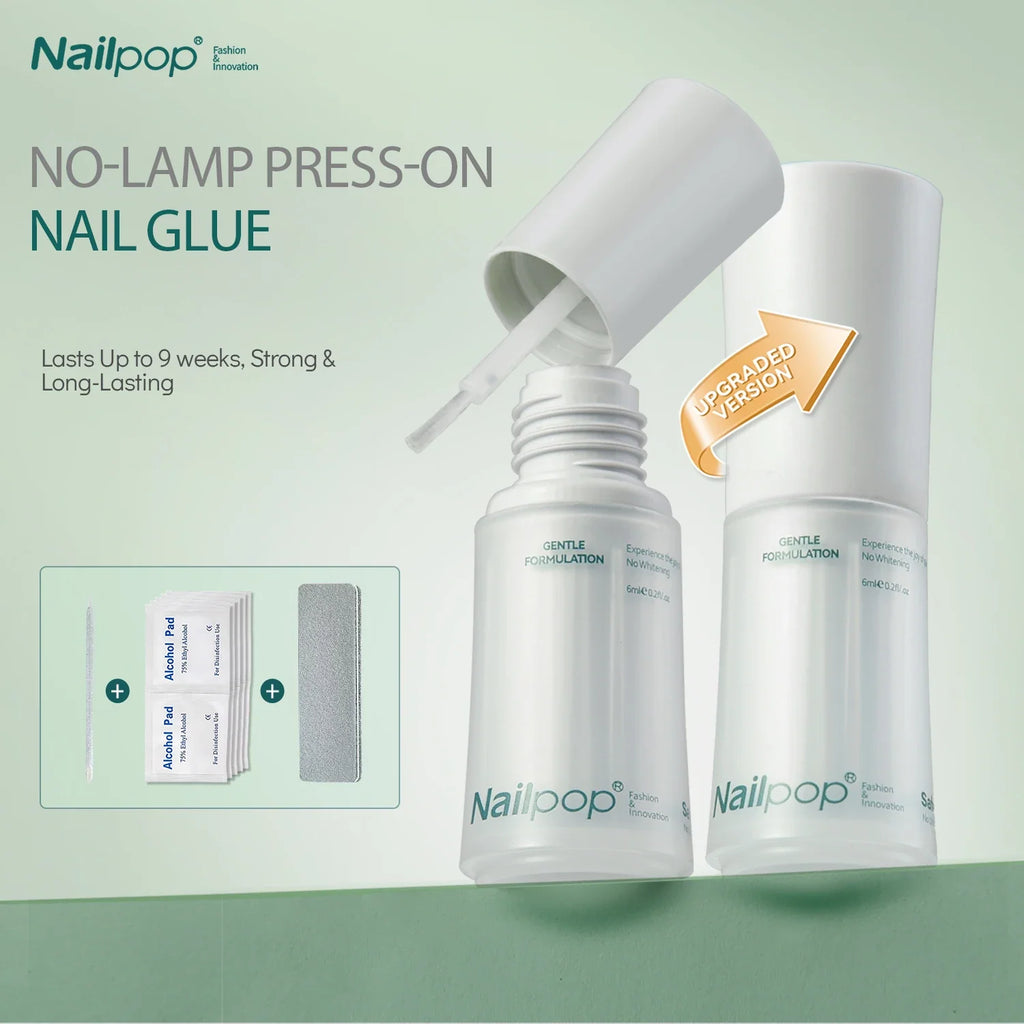 Nailpop SafeDry Eco Quick Dry Nail Glue 6/7ML Strong Hold Low Odor Clear False Nail Tips Adhesive Professional DIY Home 1/2pc