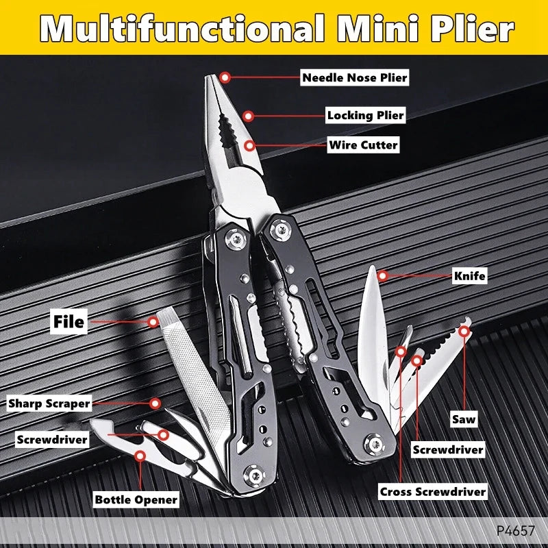 Pocket Mini Pliers Knife Screwdriver Folding Small Multitool Opener Nail File Precision Pliers Hand Tools Outdoor Emergency Tool