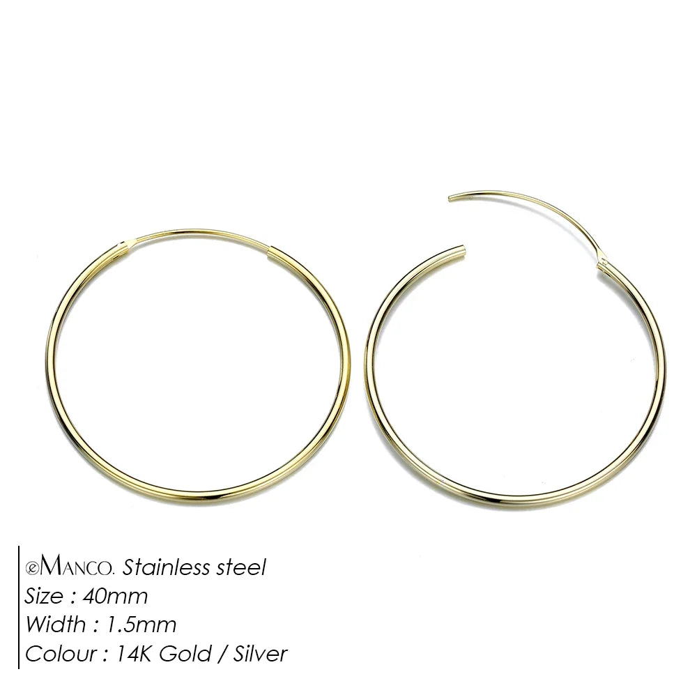 EMANCO Fashion Gold Size Circle Earrings Women's Jewelry Accessories Classic Stainless Steel Earrings Wholesale