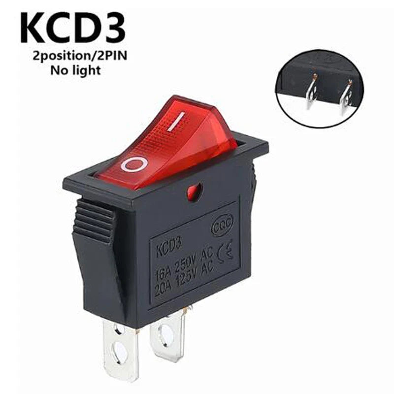 1PCS KCD3 Rocker Switch ON-OFF ON-OFF-ON 2 Position 3Pins Electrical equipment With Light Power Switch 16A 250V / 20A 125V AC